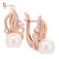 FJ Fallon Fashion Jewelry Pearl Earrings Plated in 585 Rose Gold Brass Based
