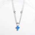 Hot Engagement Wedding & Party Jewelry 925 Silver Opal Heart European Style Luxury Necklace Water-wave Chain Rhodium Plating