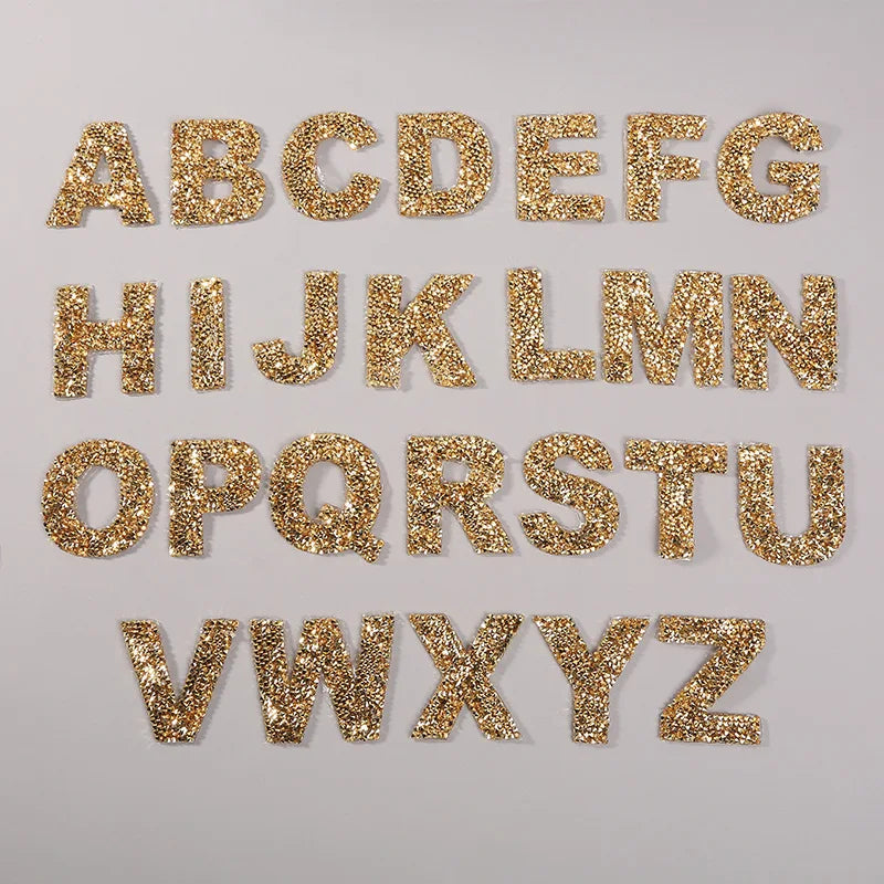 Yiwu Wintop New Arrival A-Z 26 Alphabet Per Set Colored Iron on Rhinestone Letter Patch for Shirt Hoodie