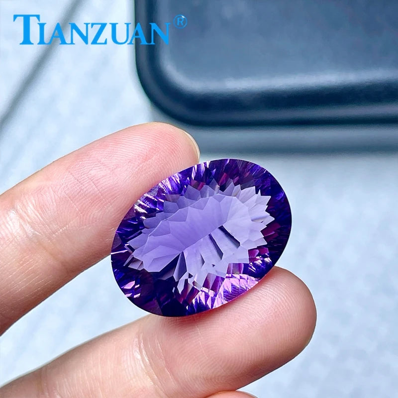 30-50ct Oval Shape Millennium Cutting Beautiful Natural Amethyst Gemstone Loose Stone for Jewelry Making with GRC Certificate