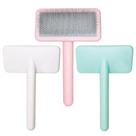 Baoli Odm Huisdier Borstel 100x155mm Pet Plastic Brush Comb Stainless Steel Pins Grooming Slicker Brush Pet Brush