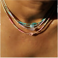 Go2boho Colorful Beaded Choker Necklace with Gemstones and Gold Accents Perfect for Trendy Summer and Elegant Daily Wear