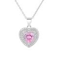 Romantic 925 Silver Colorful Main Stone Love Heart Necklace
