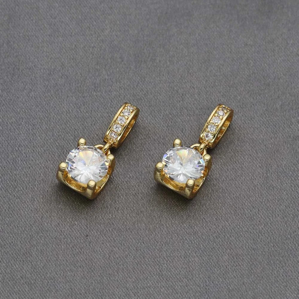 18K Gold Plated Micro Zircon Brass Copper Jewelry Charms Classic Style 18K Gold Micro Zircon Paved Jewelry