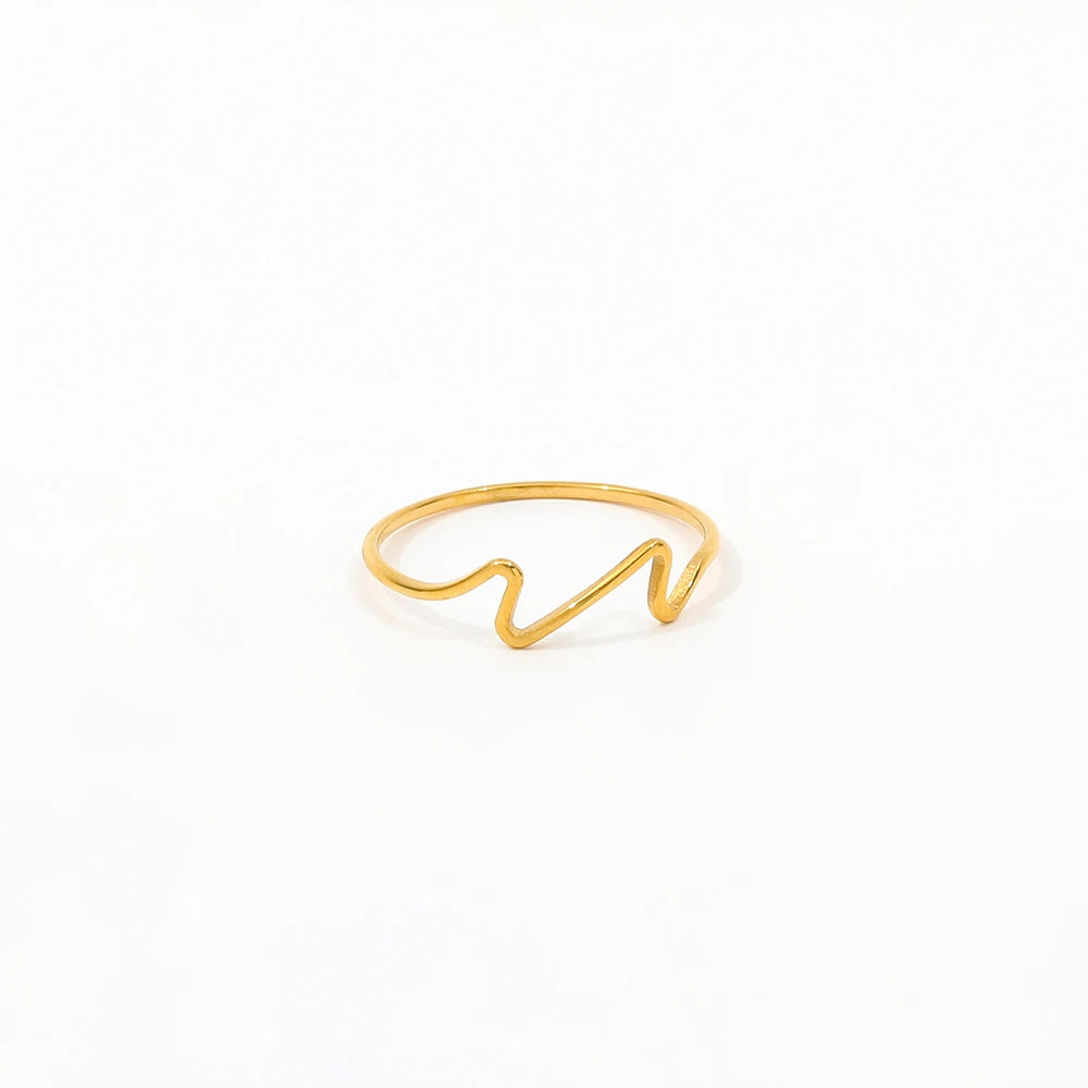 Fenny Stainless Steel No Fade Versatile Irregular Wave Ring Permanent Jewelry 18K Gold Plated Wholesale Jewelry