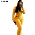 PASUXI Custom Solid Women's Set Hooded Tops Flare Pants Suits 2025 Autumn Casual Street Baddie 2 Piece Sets