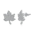 Dylam Fast Delivery Maple Leaf Cubic Zirconia Shiny Earrings for Women Accessories S925 Sterling Silver Handmade Diy Earring