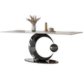 Luxury Dinning Set Home Furniture Supplier Heavy Stainless Steel Base Round Marble Dining Table with Lazy Susan