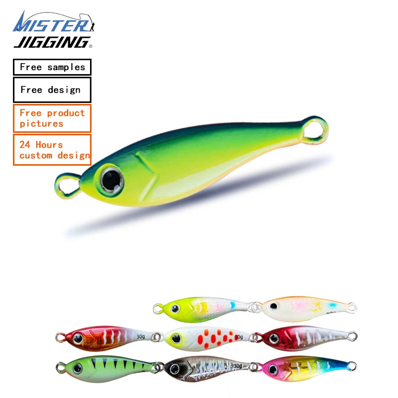 MISTER JIGGING 5g 10g 15g 20g Luminous Slow Pitch Jig Lure Fishing Lures Saltwater Metal Jig Lure Bait