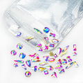 Pujiang  Non Hot Fix Various Shape Crystal AB  100pcs Nail Art Rhinestones Glitter  Flat Back Rhinestones