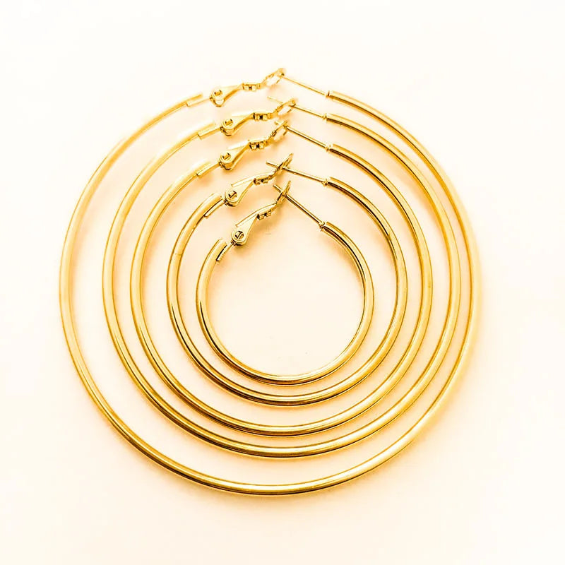 Simple Fashion Titanium Steel Round Wire Popular Daily Wear Big Circle Drop Earrings Wholesale Ear Buckle Products