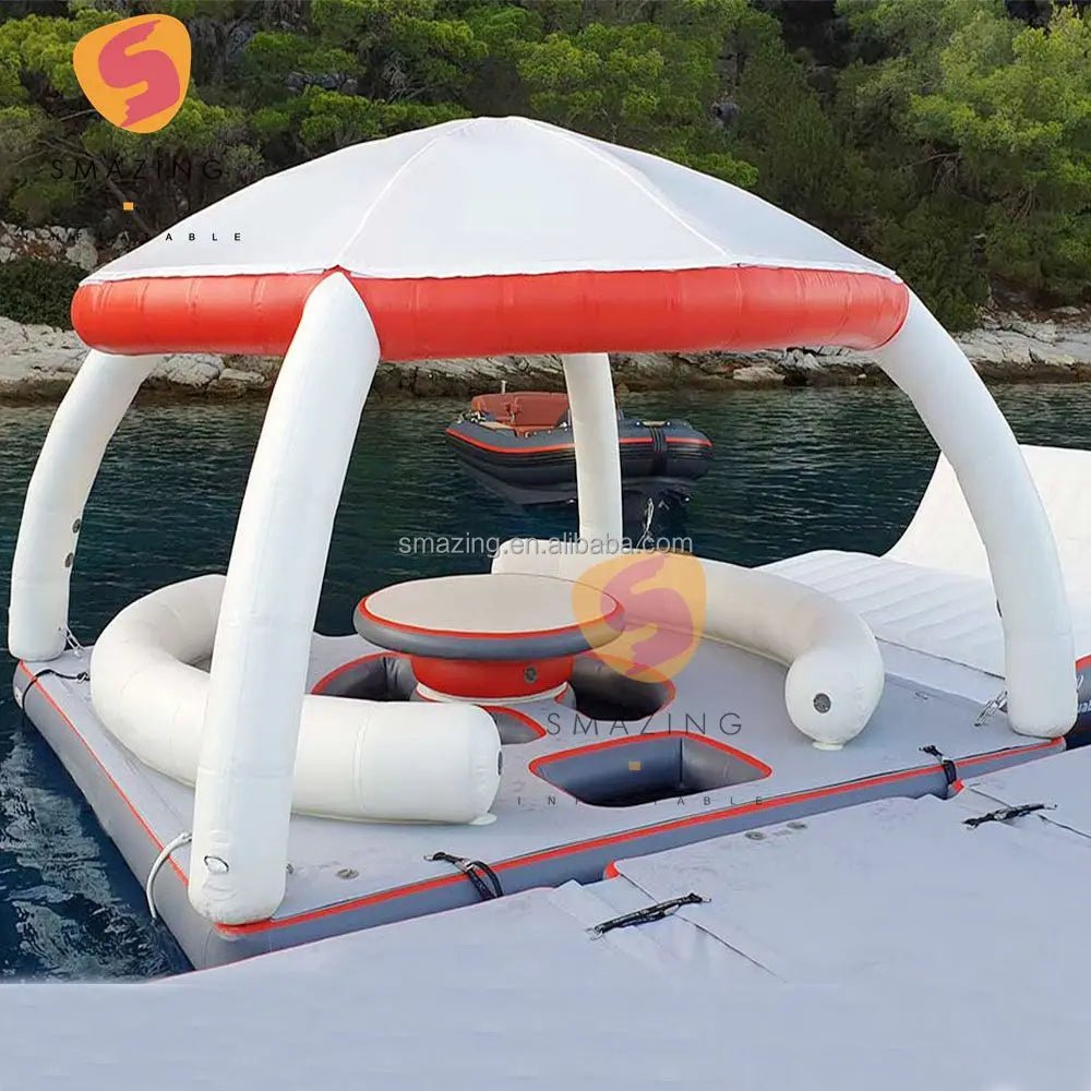 2022 Top Custom Inflatable Platform Floating Island Outdoor Inflatable Dock Deck Inflatable Floating Platform with Tent for Sale