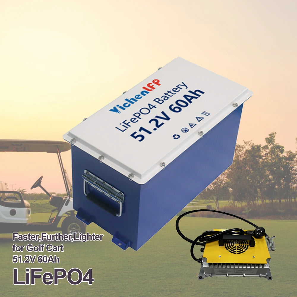 Yichen YCST-4860-E 51.2V 60Ah LiFePO4 Lithium Battery Golf Cart 6000 Cycles M8 200A Terminals Built-in BMS Metal Case CE