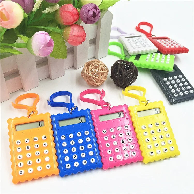 Mini Calculator Calculator for Student Examination Plastic Biscuit Key Chain Calculator