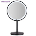 Custom Logo Lighted Makeup Mirror Rechargeable Stand up Mirror Round Desktop Smart Led Make up Vanity Mirror