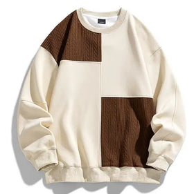 Factory Wholesale Cotton Crewneck Men Sweatshirt Oversized Corduroy Patchwork Sweatshirt for Men