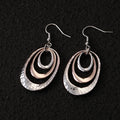 TongLing Two Tone Minimalist Hook Handmade Dangle Earrings Hammered Circle Drop Earrings for Gift