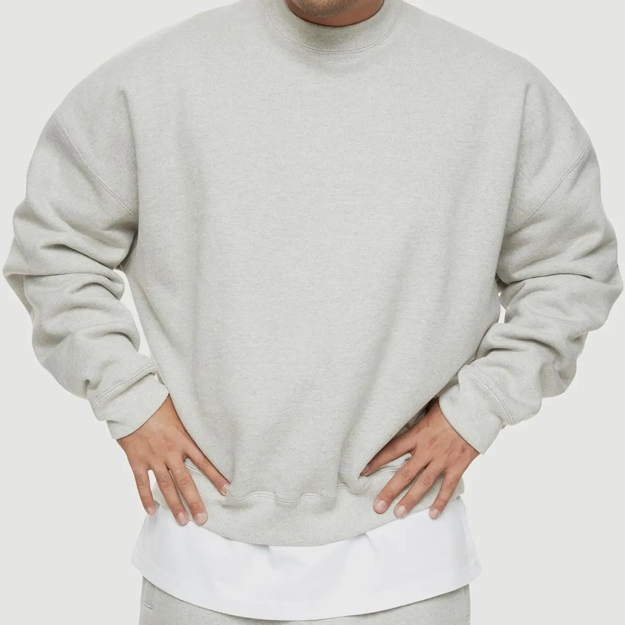 Luxury Mock Neck High Quality Sweatshirt Heavyweight Polyester Cotton Sweatshirt Custom Logo Blank Oversized Crewneck Sweatshirt