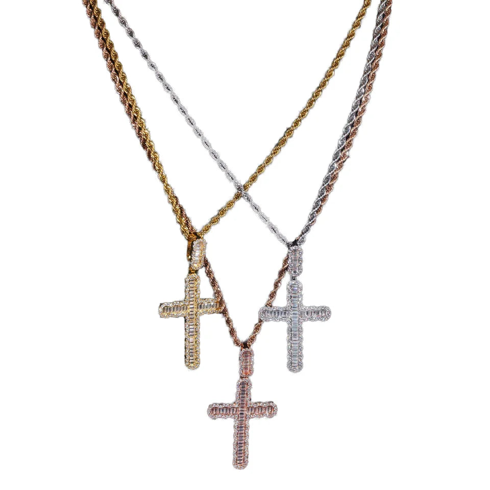 S925 Silver Moissanite Cross Hip Hop Pendant