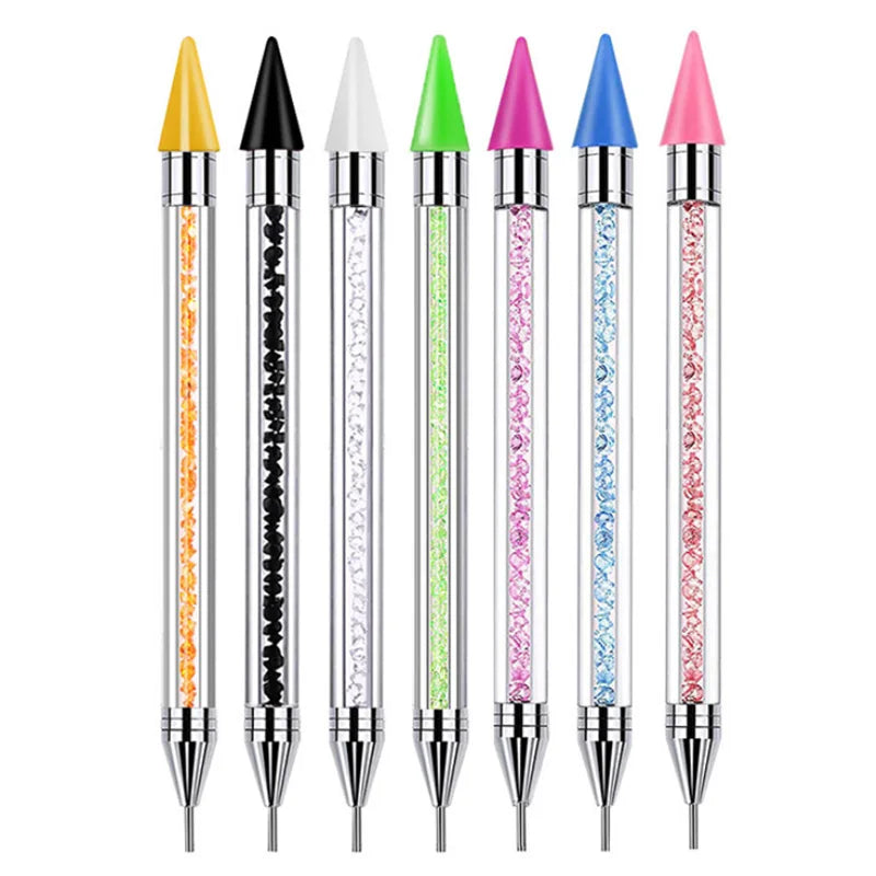 Dual End Painting DIY Acrylic Metal Nail Art Dotting Wax Pen Rhinestones Gem Picker