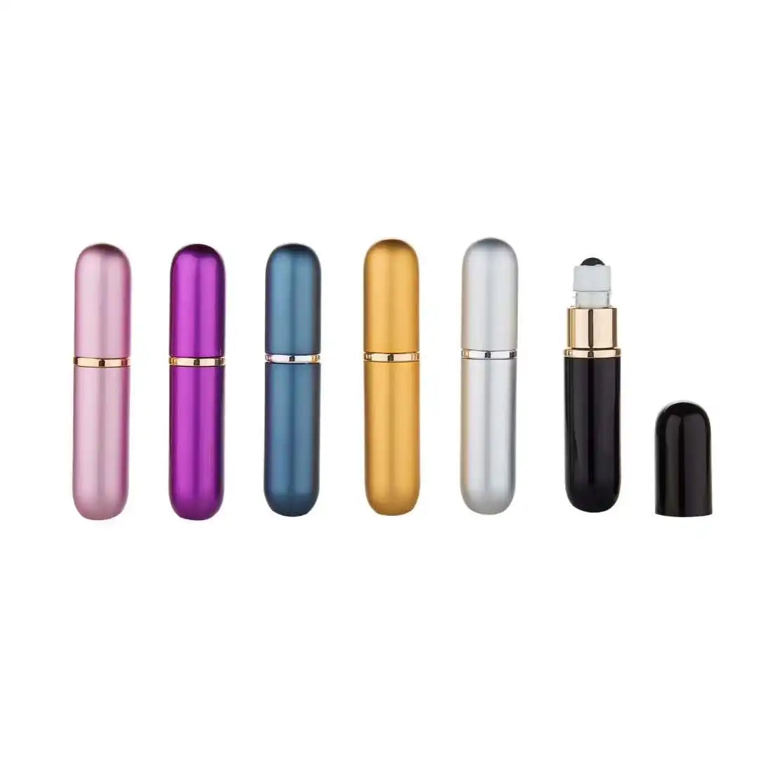 For MUB New Design 5ml Mini Glass Roller for Ball Bottles Empty Leak Proof Red Blue Yellow Aluminum Colors for Perfume Essential