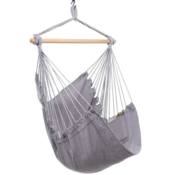 Woqi New Design Indoor/Outdoor Hammock Swing Chair Adult Camping Hammock With Cotton Polyester Rope Metal Hanging Feature
