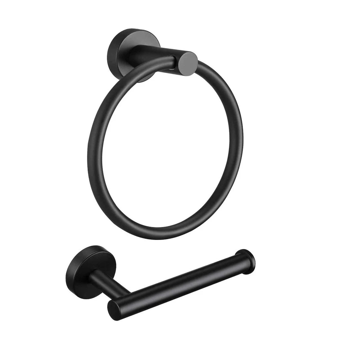 2-Pack New Style Tissue Toilet Paper Holder Set Bath Hand Towel Hardware Stainless Steel Surface Black Bathroom Towel Ring