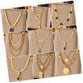 Trendy Women Jewelry Multilayer Flat Chain Necklaces 18k Gold Plated Stainless Steel Snake Chain Necklace with Pendant