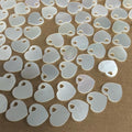 Natural Mother of Pearl Shell Double Flat Heart Shape Pendant Stone Drill Hole MOP Gemstone