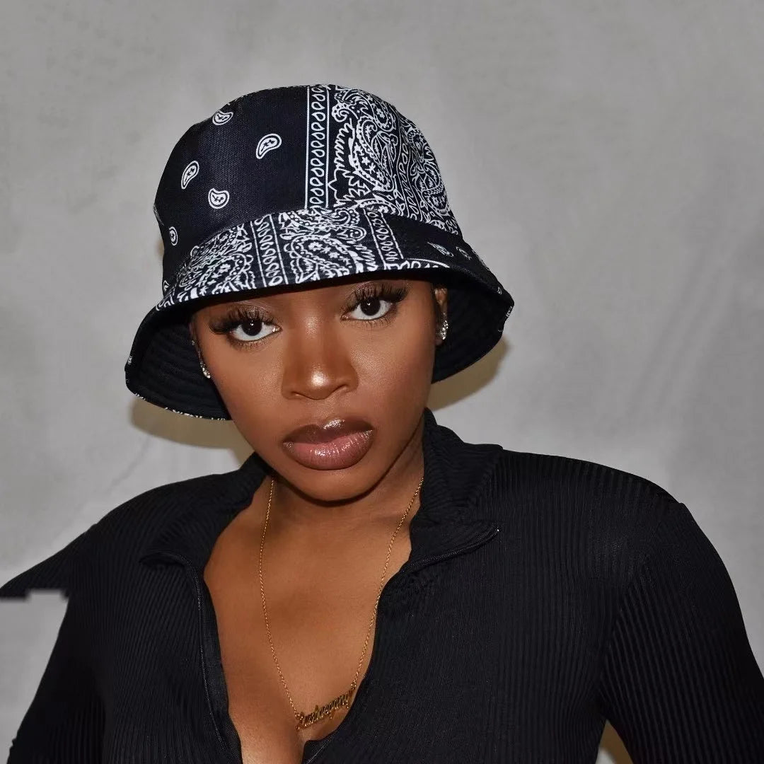 100% Cotton Paisley Bucket Hat Vintage Bandana Basin Hat Bod Gorras Fisherman Cap
