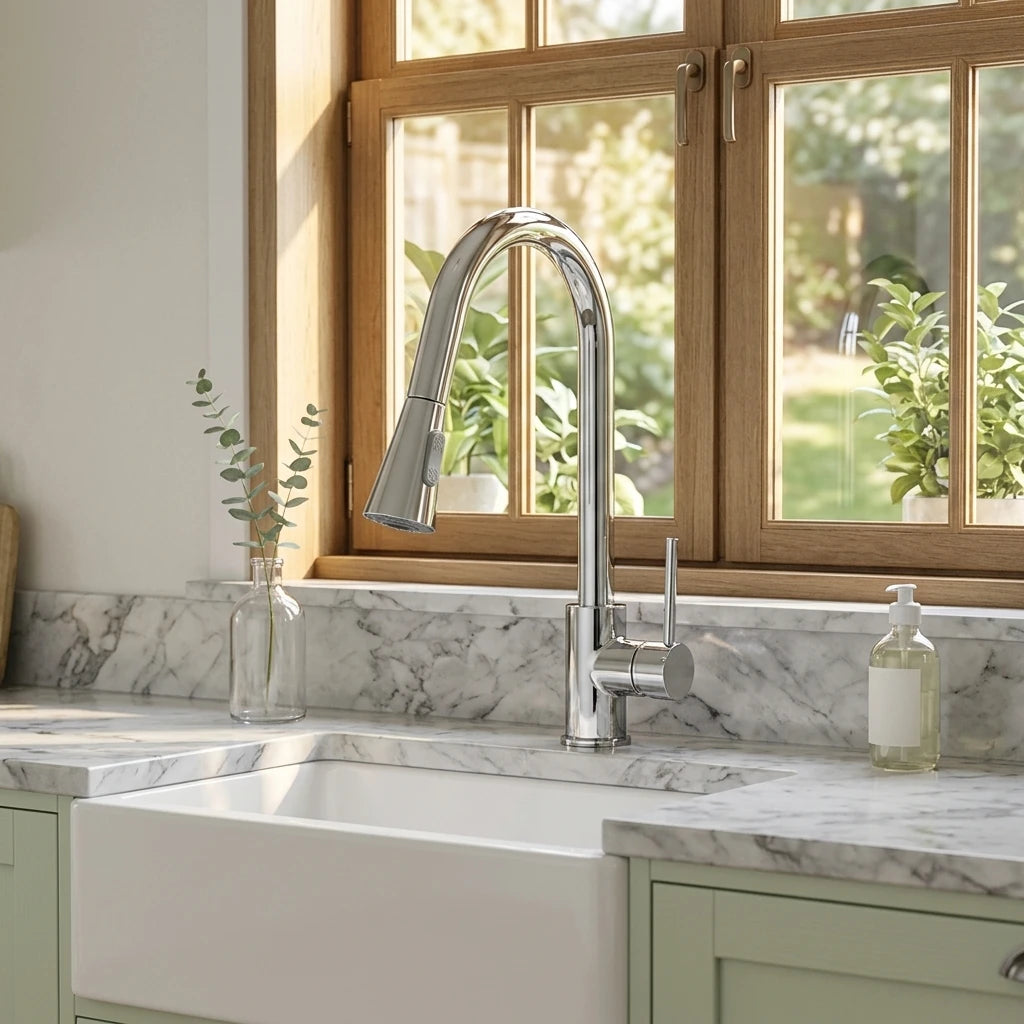 Watermark Deck Mounted Lead Free Brass Body Pull Down Kitchen Sink Tap Mixer