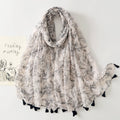 Newest Stylish Design Spring Summer Lightweight Breathable Polyester Voile Flower Printed Shawl Women Soft Floral Scarves
