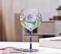 Self Customized Novelty Unique Drink Safe Flower Lead Free Crystal Hand-painted Goblet Red White Wine Glass 560ml Capacity