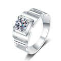 Simple Atmosphere 1 Carat Moissanite Diamond Wedding Ring for Men Four Claw Frosted Jewelry