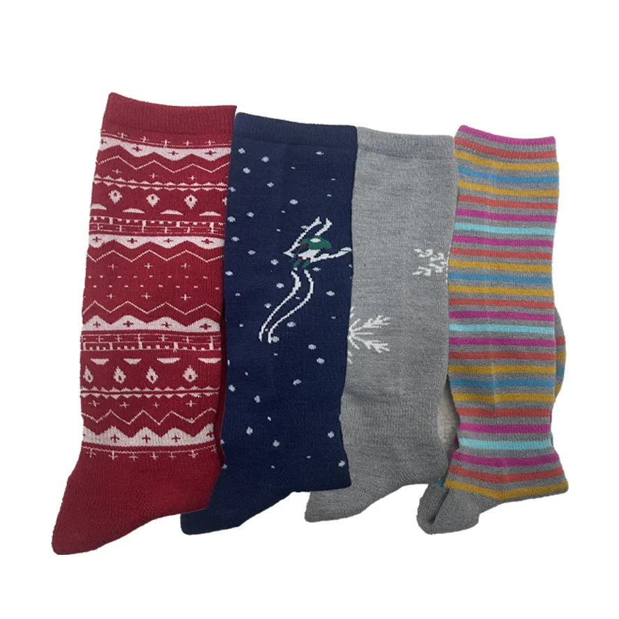 Warm Thick Wool/Nylon Winter Sports Ski Socks Thigh High Digital Printed Cartoon Pattern for Boys & Girls Skating Snowboarding