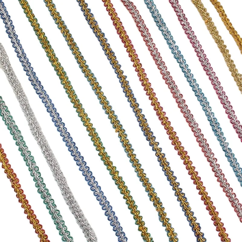 1cm Diy Sewing Lace 47m Centipede Fabric Assort Colors Lace Ribbon for Stage Clothing Costume Braided Gimp Lace Trims
