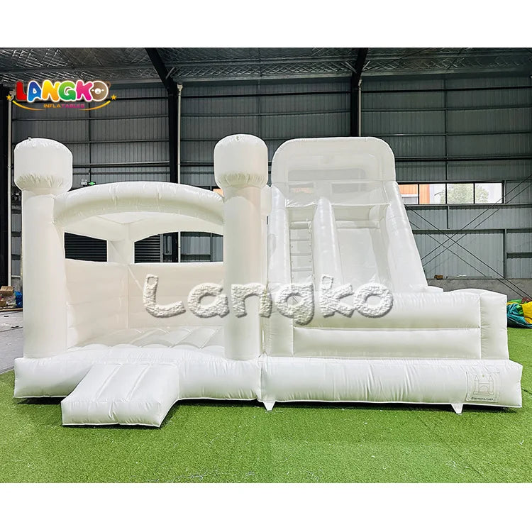 Party Rental White Bounce House with Ball Pit Inflatable Castle Water Slide Pool