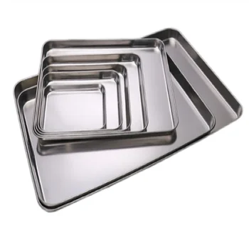 304 Stainless Steel Tray Commercial Barbecue Thickened square Plate Home Meal Tray