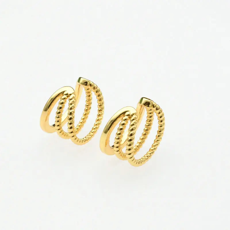 Guangzhou Liwan Plaza Jewelry Gold Plated Copper Multi Layer No Pin Ear Clip Without Ear Hole Clip on Earring for Women