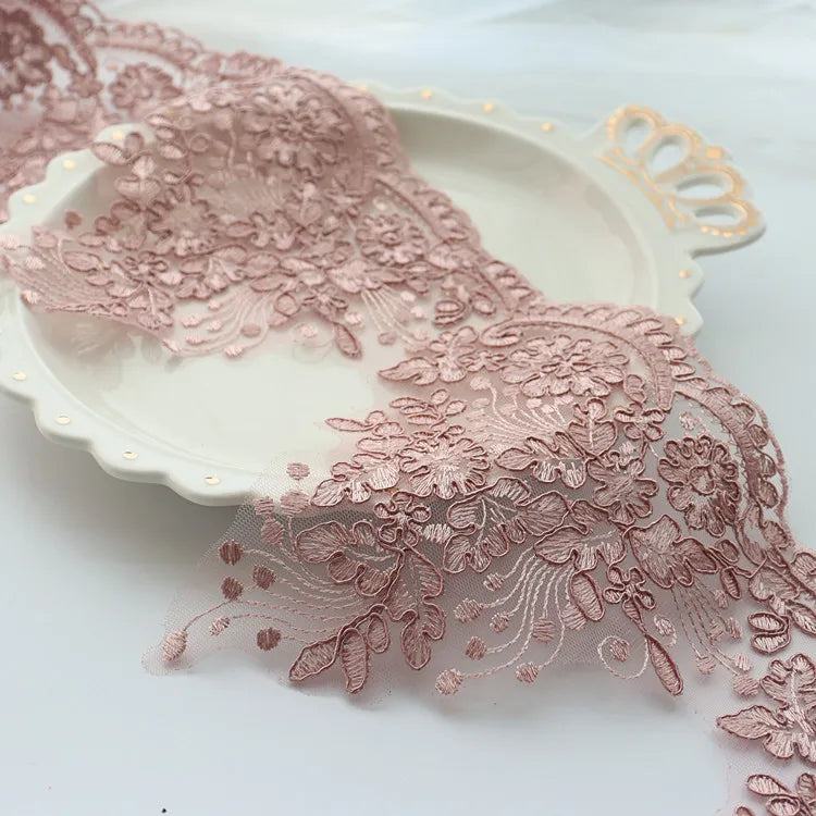 Exquisite Embroidery Lace for DIY Wedding Dress Bridal Veil Shoes Sewing Border Trimming for Bags