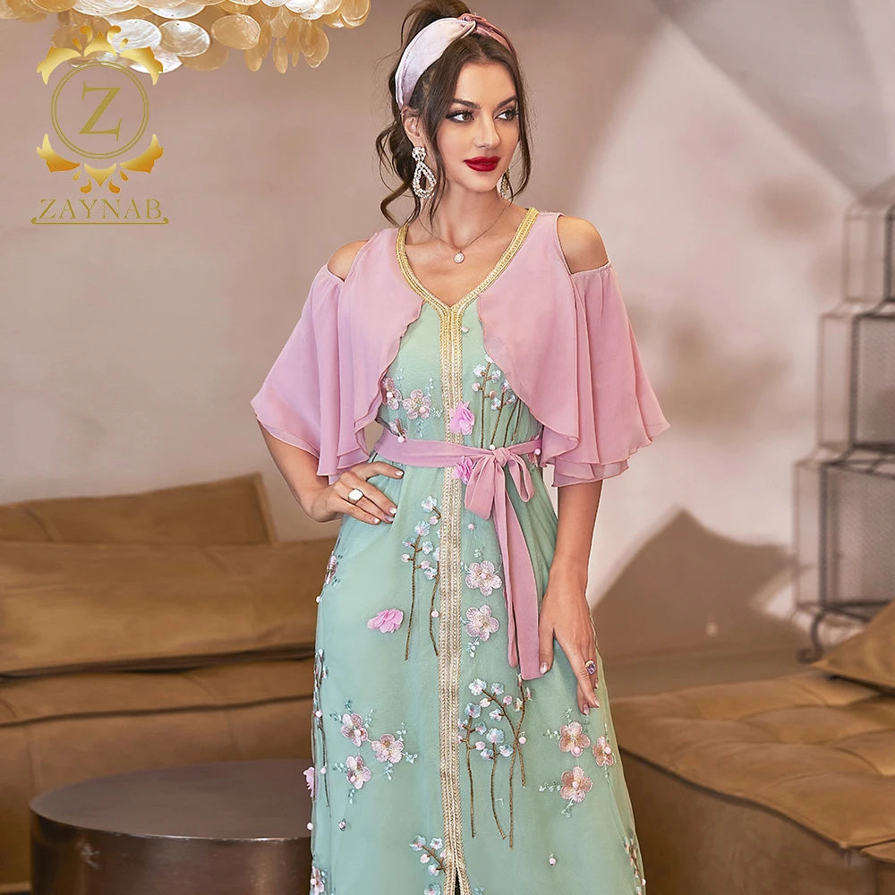 Zaynab Women Abaya Muslim Dresses Qatar Abaya Designs Muslim Wedding Dress Women Muslim Abaya