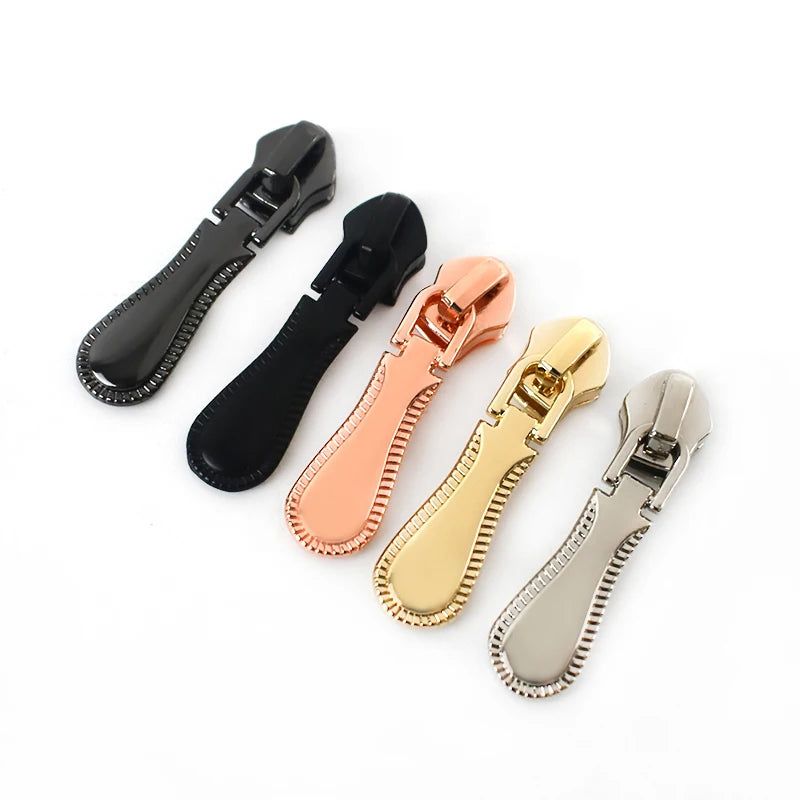 MeeTee ZT185 #3 Embossed Zipper Puller Customizable Color Long Zipper Alloy Plated Garment Accessories Bag Clothes Hanging Tab