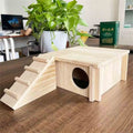 Hamster House and Hideout Wooden Hamster Tunnel Exploration Toy with Ladder