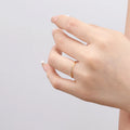Chris April 316L Stainless Steel PVD 18k Gold Plated Curvy Zircons Bezel Setting Thin Knuckle Rings