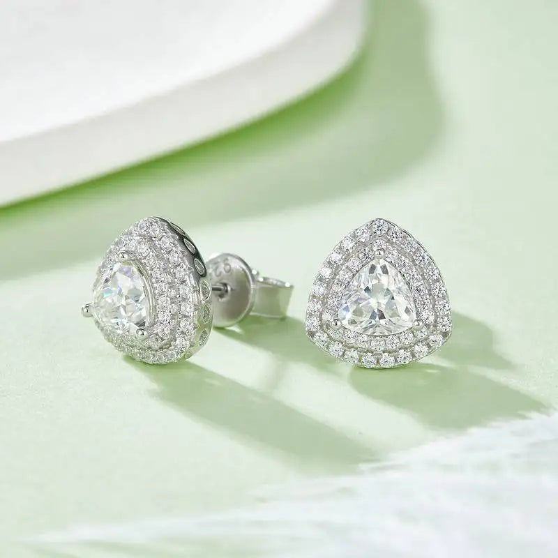 Fashion Luxury Jewelry Natural Moissanite Stone  Trillion Cut 925 Sterling Silver 0.5Carat Stud Earrings for Women