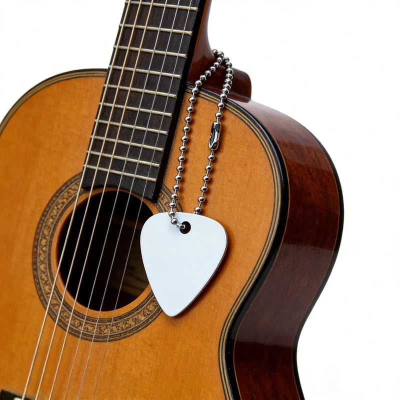 Qualisub Personalized 1mm Aluminum Alloy Sublimation Guitar Pick Double Sided Thermal Transfer Print 1.1x1.25inch Chain