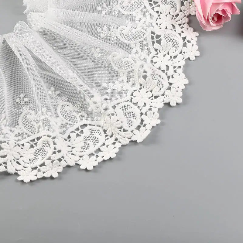 Factory Wholesale Embroidery Tulle White Wedding Dresses Decorative Lace Mesh Dress Hemlines Lace Trim