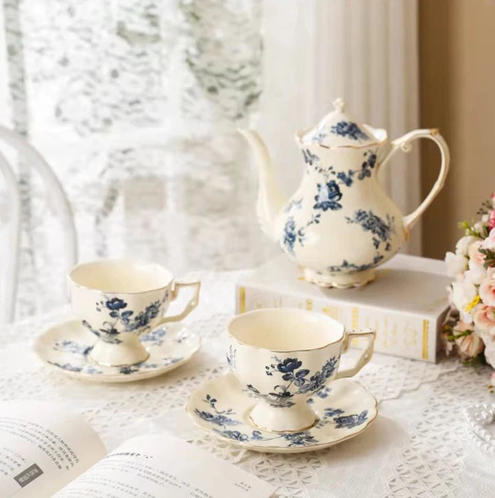 2026 Factory Direct Sale Classic Home Enamel China Tea Set Handmade Ceramic Teapot 250ml Eco-Friendly Vintage Wedding Christmas
