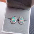 2023 Korean Trends Cute 925 Silver Natural Opal Earrings with Zirconia Gold Plated Hoops for Parties and Gifts Factory Supply