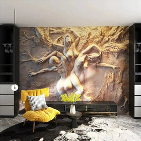 Custom Any Size 3D Mural Wallpaper Gray Beauty Modern Abstract Art Wall Painting Embossed Living Room Girl Wallpaper Home Decor